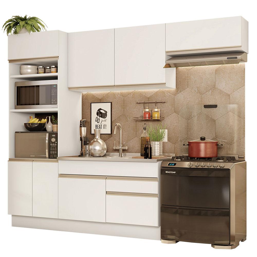 Armario De Cocina Completo 270cm Glamy Madesa 15 color Blanco