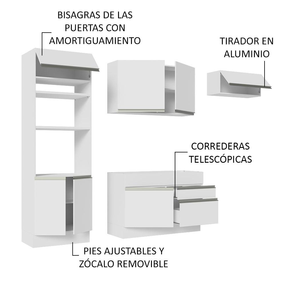 Foto 7 | Armario De Cocina Completo 270cm Glamy Madesa 15 color Blanco