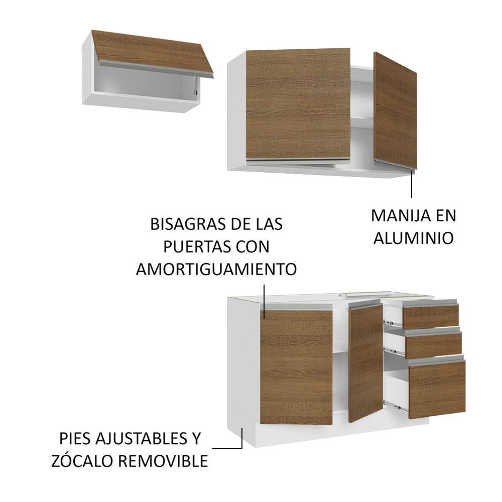 Foto 4 | Cocina Integral Compacta 180 cm Glamy Madesa 09 Blanco/Marrón