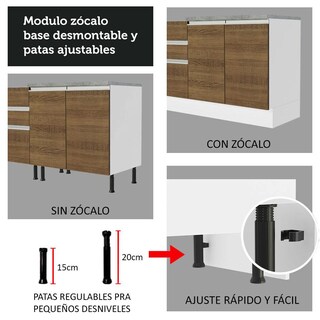 Foto 7 | Cocina Integral Compacta 180 cm Glamy Madesa 09 Blanco/Marrón