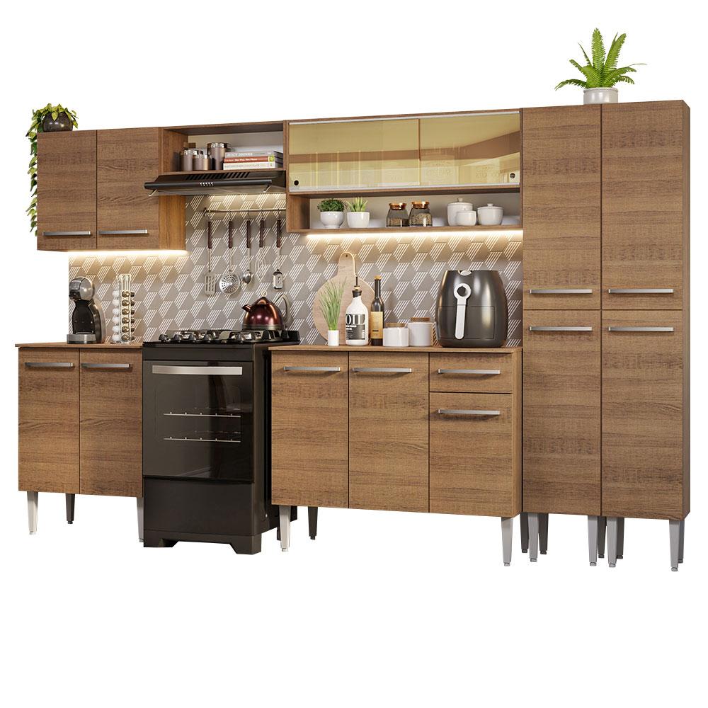 Armario De Cocina Completo 293cm Emilly Madesa 03 color Marrón