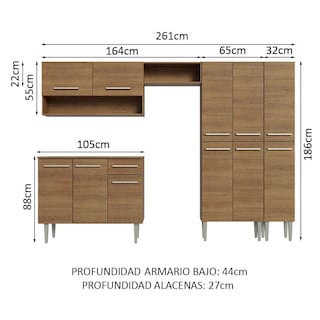 Foto 4 | Cocina Integral Completa Madesa Emilly Marrón 261 cm