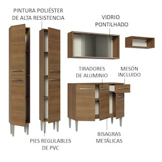 Foto 4 | Cocina Integral Completa Madesa 08 Emilly Marrón 229 cm