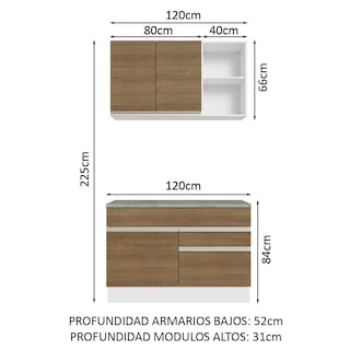 Foto 3 | Armario de Cocina Compacto 120 cm Glamy Madesa color Blanco
