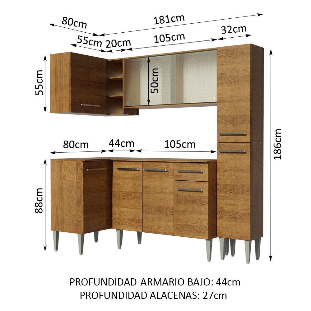 Foto 4 pulgar | Armario Cocina Esquinero Completo 261 cm Madesa Emilly Face color Marrón