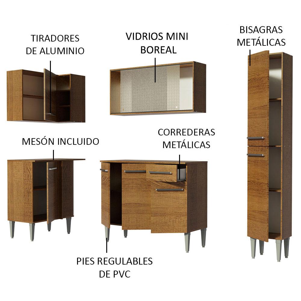 Foto 5 pulgar | Armario Cocina Esquinero Completo 261 cm Madesa Emilly Face color Marrón