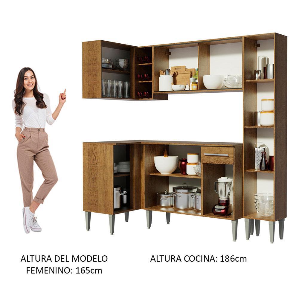 Foto 5 | Armario Cocina Esquinero Completo 261 cm Madesa Emilly Face color Marrón