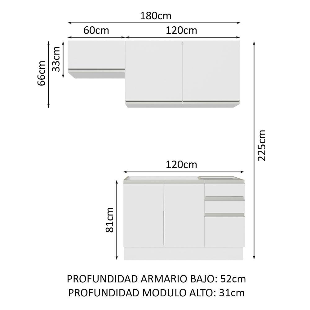 Foto 4 pulgar | Cocina Integral Compacta Madesa Glamy Blanco 180 cm