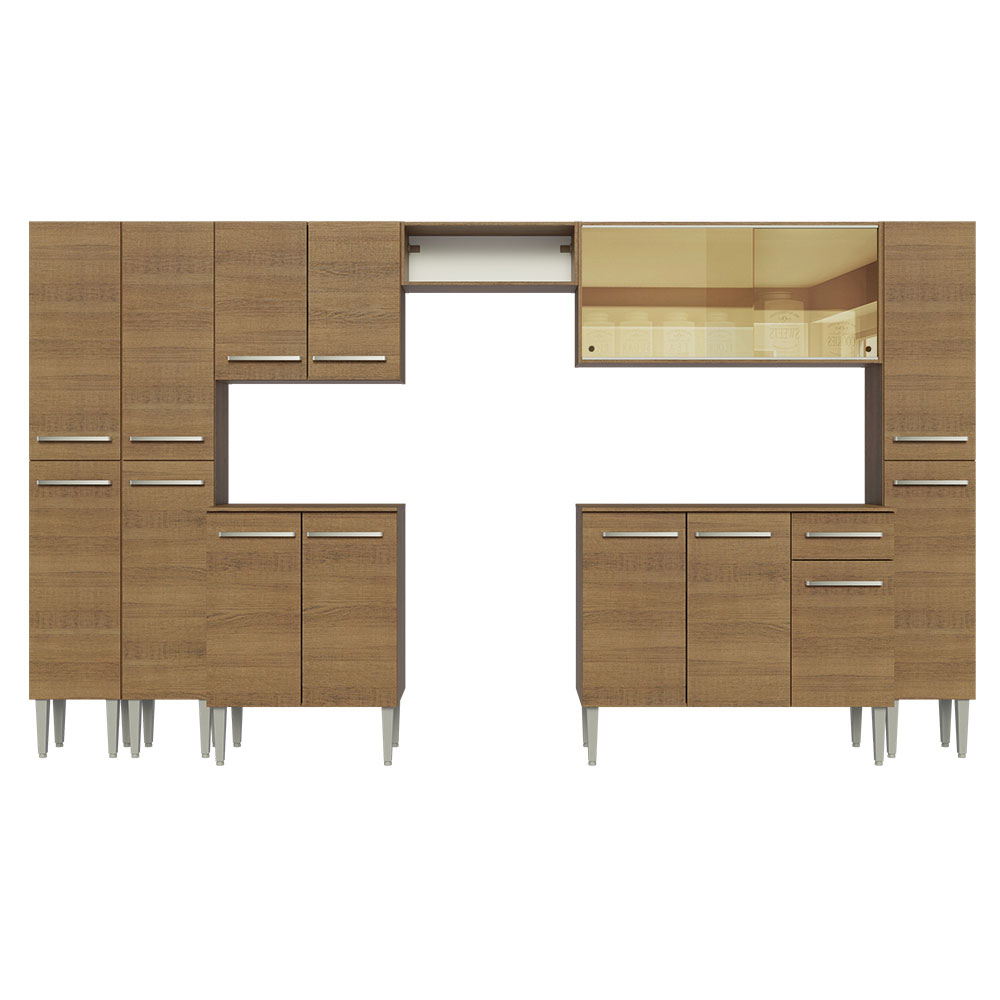 Armario De Cocina Completo 325cm Emilly Madesa 04 color Marrón