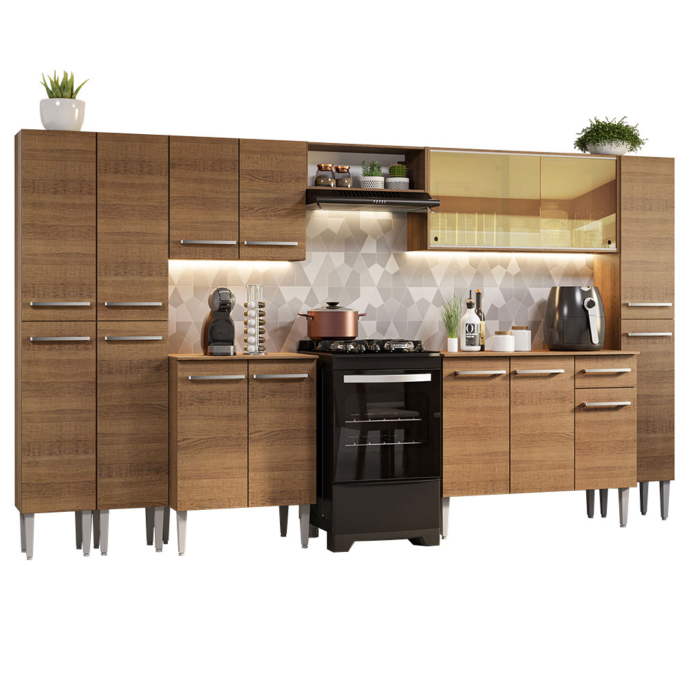 Foto 2 | Armario De Cocina Completo 325cm Emilly Madesa 04 color Marrón