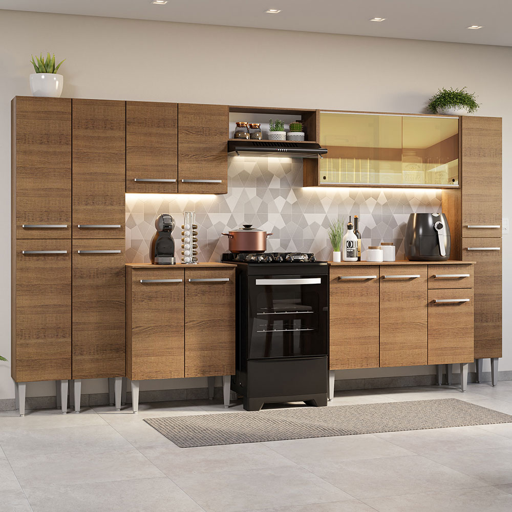 Foto 4 pulgar | Armario De Cocina Completo 325cm Emilly Madesa 04 color Marrón