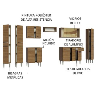 Foto 8 | Armario De Cocina Completo 325cm Emilly Madesa 04 color Marrón