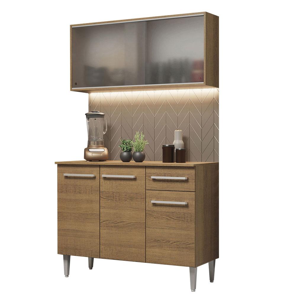 Armario de Cocina Compacto 105 cm con Gabinete y Mostrador Madesa Emilly color Marrón