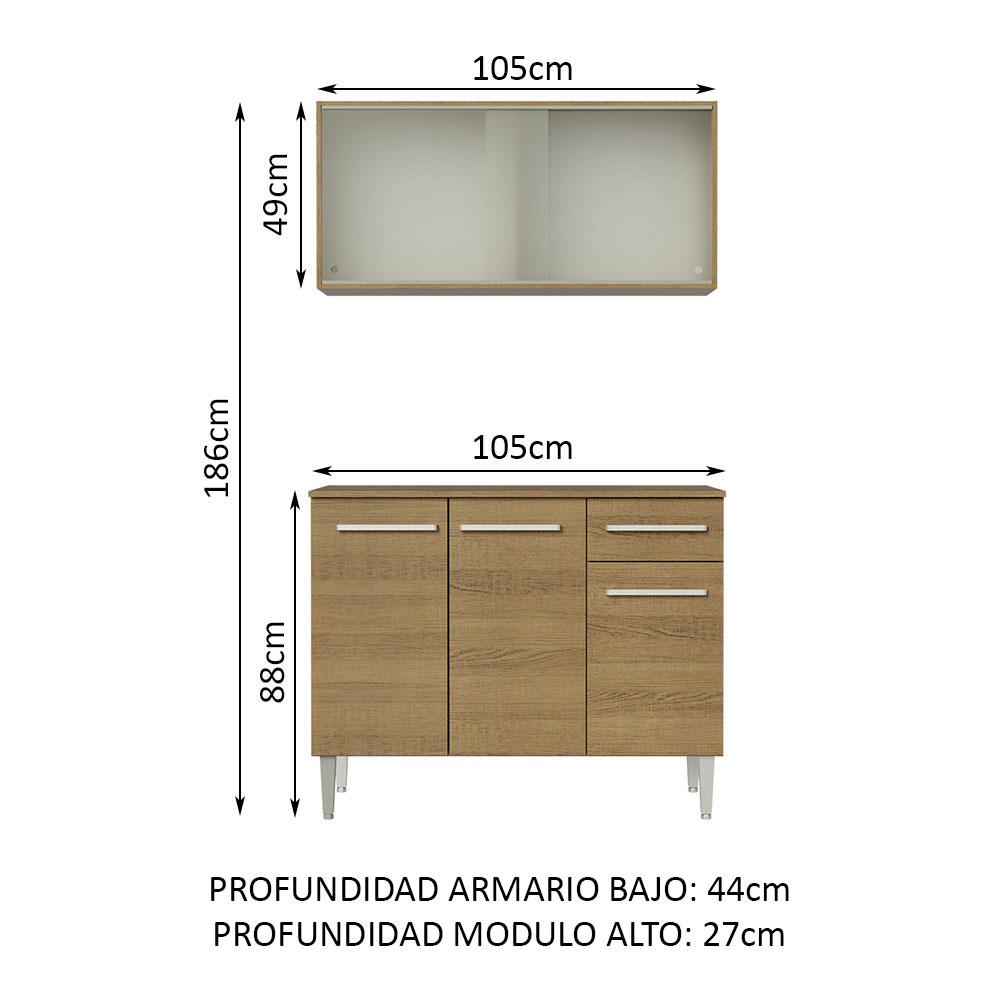 Foto 4 pulgar | Armario de Cocina Compacto 105 cm con Gabinete y Mostrador Madesa Emilly color Marrón