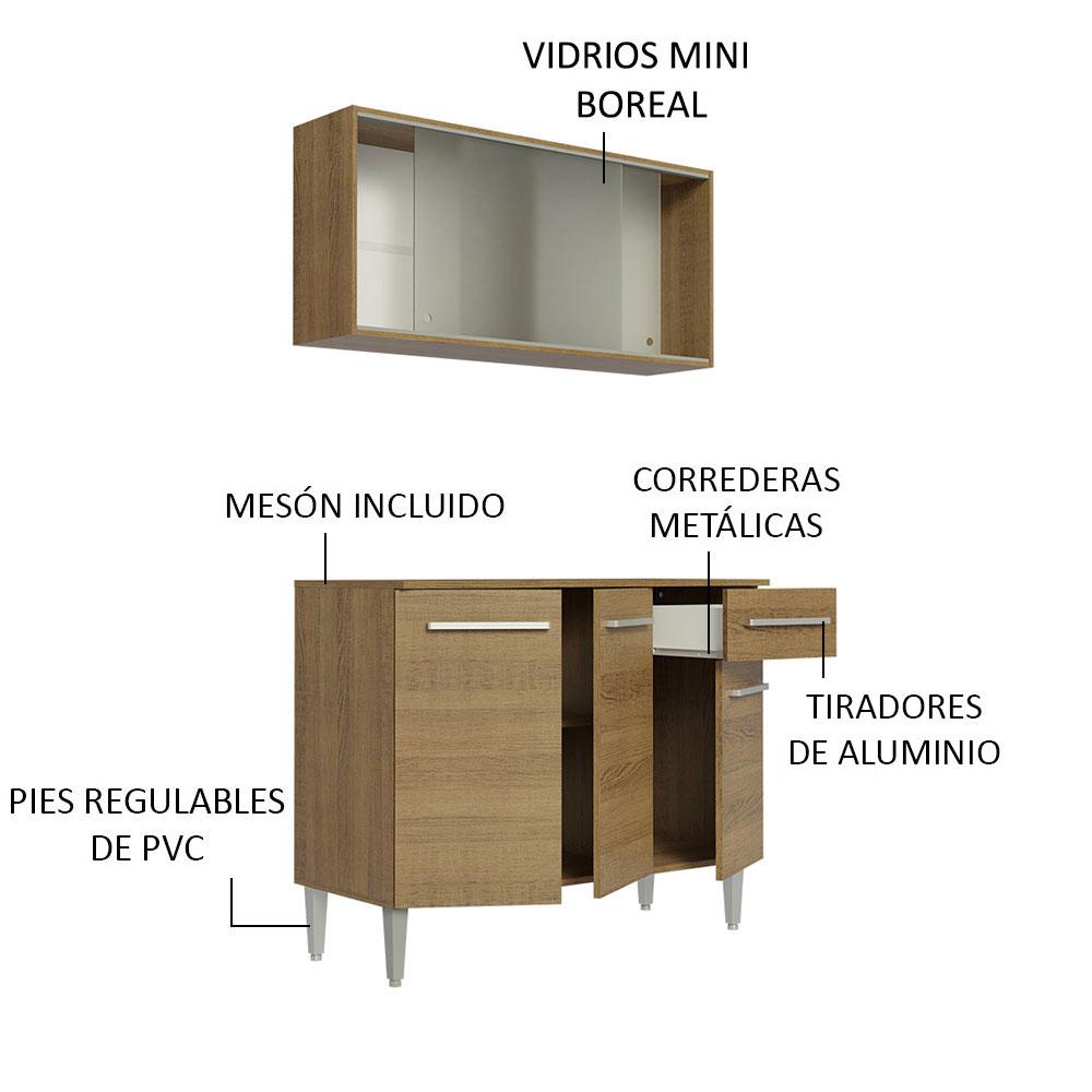 Foto 5 pulgar | Armario de Cocina Compacto 105 cm con Gabinete y Mostrador Madesa Emilly color Marrón