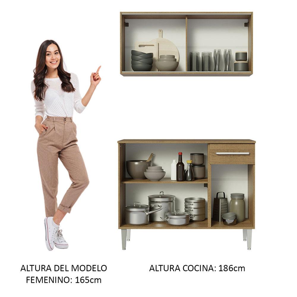 Foto 5 | Armario de Cocina Compacto 105 cm con Gabinete y Mostrador Madesa Emilly color Marrón