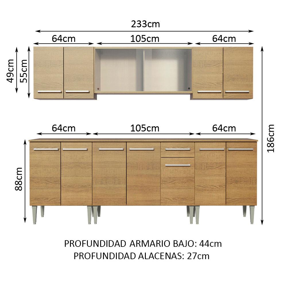 Foto 5 pulgar | Armario de Cocina Completa 233 cm Madesa Emilly Wind color Marrón