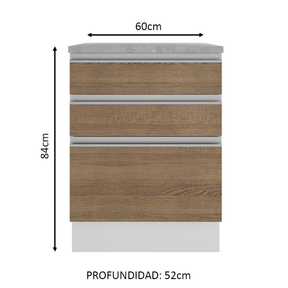 Foto 4 pulgar | Mostrador Madesa Glamy 60 cm 3 Cajones color Blanco