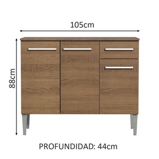 Foto 3 | Mueble Mostrador Madesa Emilly 3 Puertas Y 1 Cajón Marrón