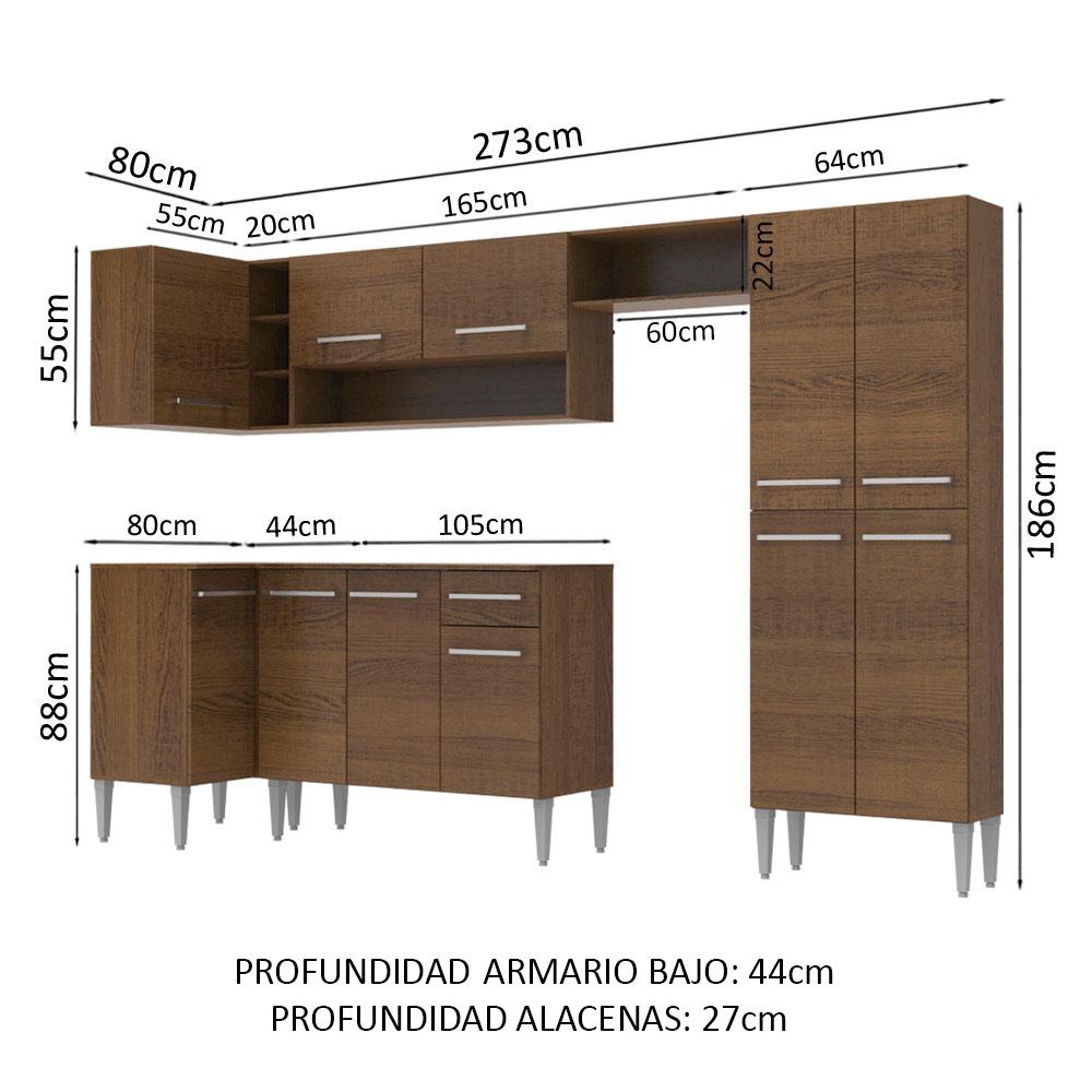 Foto 3 | Armario Esquinero Completo 353cm Emilly Sun Madesa 01 color Marrón