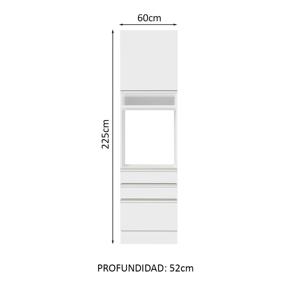 Foto 4 pulgar | Alacena Gabinete Madesa Glamy 60 cm 1 Puerta 3 Cajones - Blanco