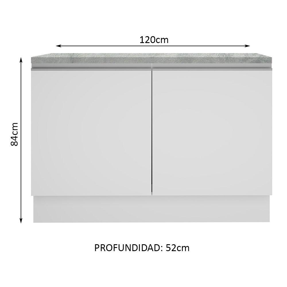 Foto 4 pulgar | Fregadero Mostrador Madesa Glamy 120 Cm 2 Puertas con Encimera color Blanco