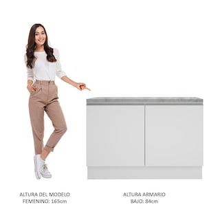 Foto 7 | Fregadero Mostrador Madesa Glamy 120 Cm 2 Puertas con Encimera color Blanco