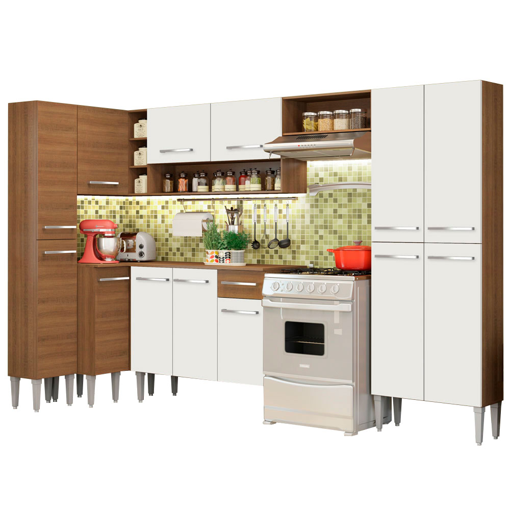 Cocina Integral Completa Madesa 01 Emilly Love Marrón/Blanco 385 cm