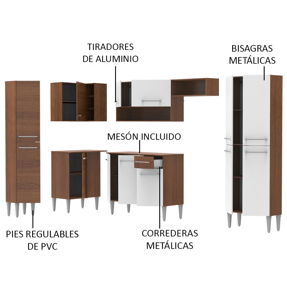 Foto 4 | Cocina Integral Completa Madesa 01 Emilly Love Marrón/Blanco 385 cm