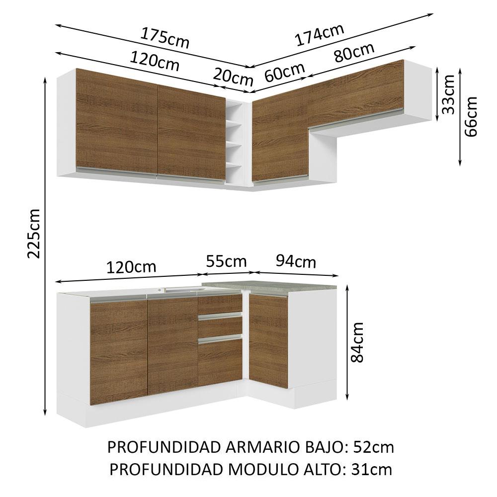 Foto 3 | Armario Esquinero de Cocina Madesa GCGL3490079B Multicolor 6 Piezas