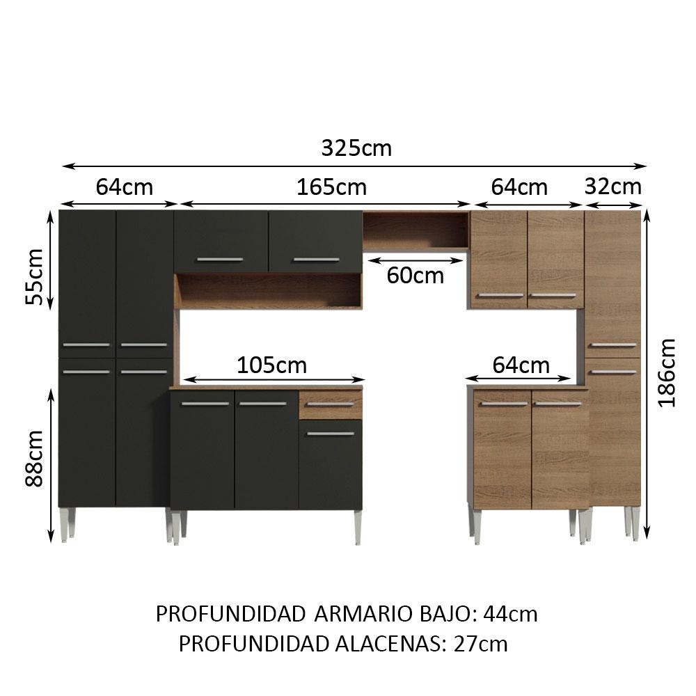 Foto 3 | Armario Cocina Completo 325 cm Emilly Joy Madesa 01 color Negro