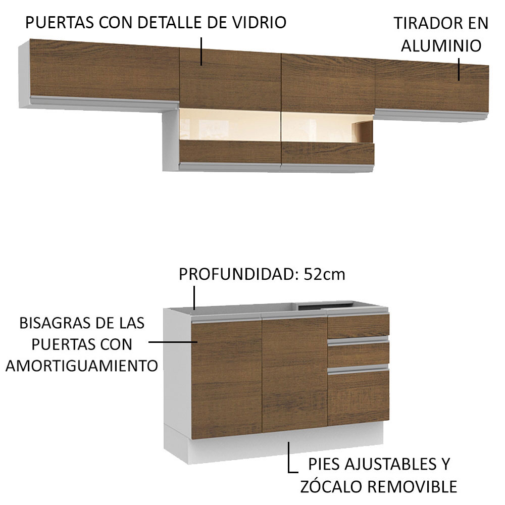 Foto 5 pulgar | Cocina Integral Madesa Marina Marrón de 280 cm