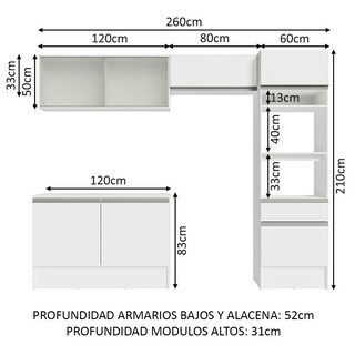 Foto 3 | Armario de Cocina Madesa Blanco