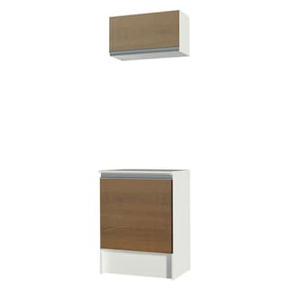 Foto 1 | Kit Madesa Topazio 60 cm 2 Puertas con Armario Alto y Mostrador Blanco/Marrón
