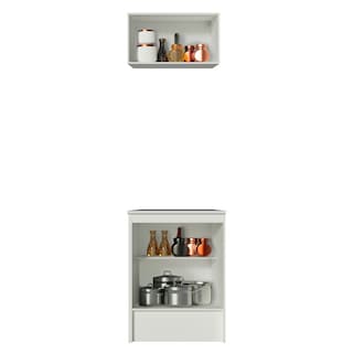 Foto 2 | Kit Madesa Topazio 60 cm 2 Puertas con Armario Alto y Mostrador Blanco/Marrón