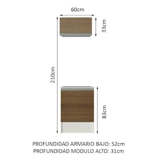 Foto 5 | Kit Madesa Topazio 60 cm 2 Puertas con Armario Alto y Mostrador Blanco/Marrón