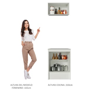 Foto 7 | Kit Madesa Topazio 60 cm 2 Puertas con Armario Alto y Mostrador Blanco/Marrón