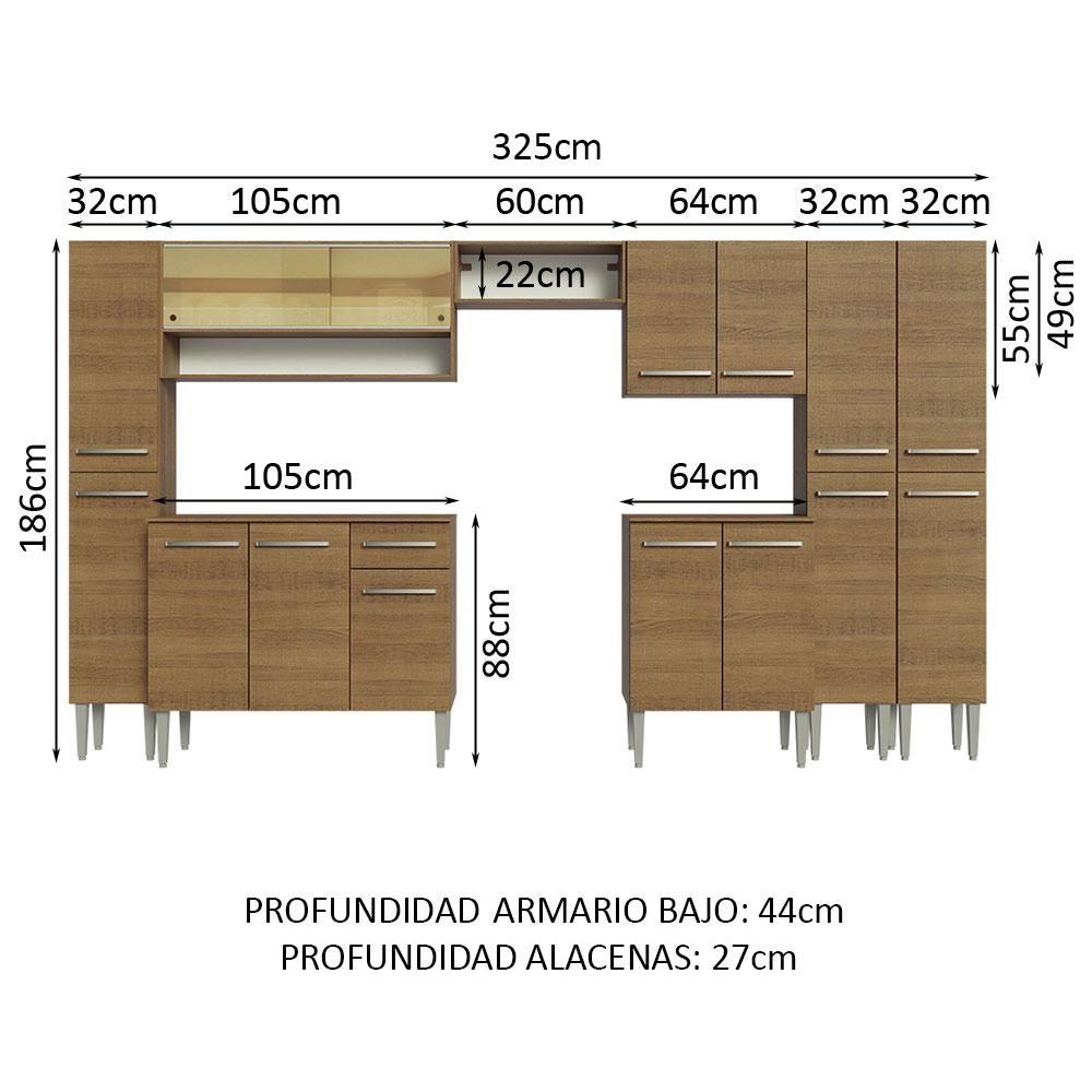 Foto 4 pulgar | Cocina Integral Completa Emilly Madesa 325 cm 05 - Marrón
