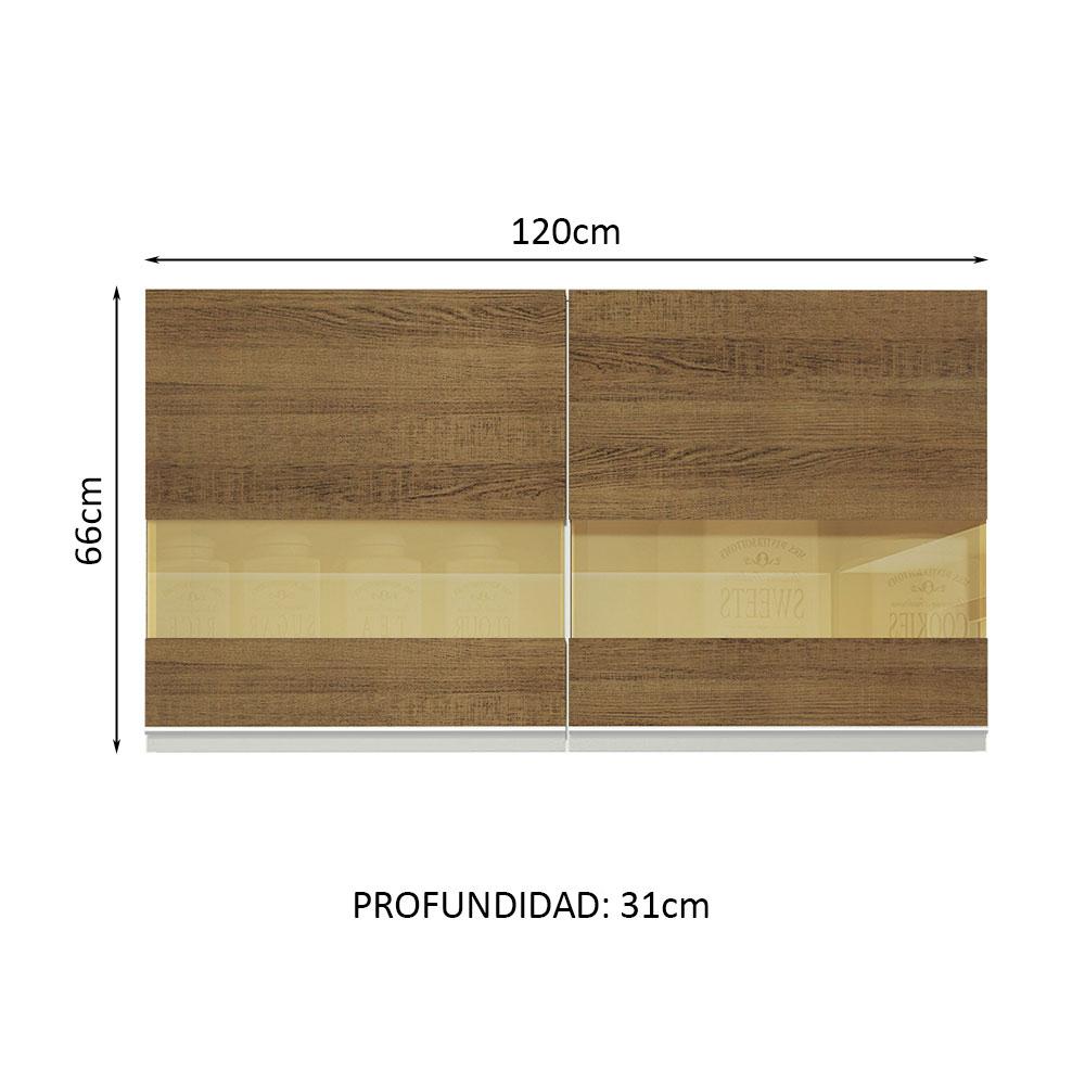 Foto 5 pulgar | Armario Madesa Glamy 120 cm 2 Puertas con Cristal Blanco/Marrón