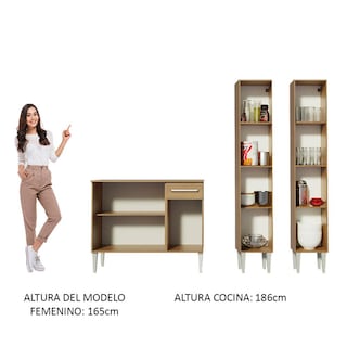 Foto 5 | Mueble Cocina Compacta Madesa GREM1690025Z color Marrón 3 Piezas