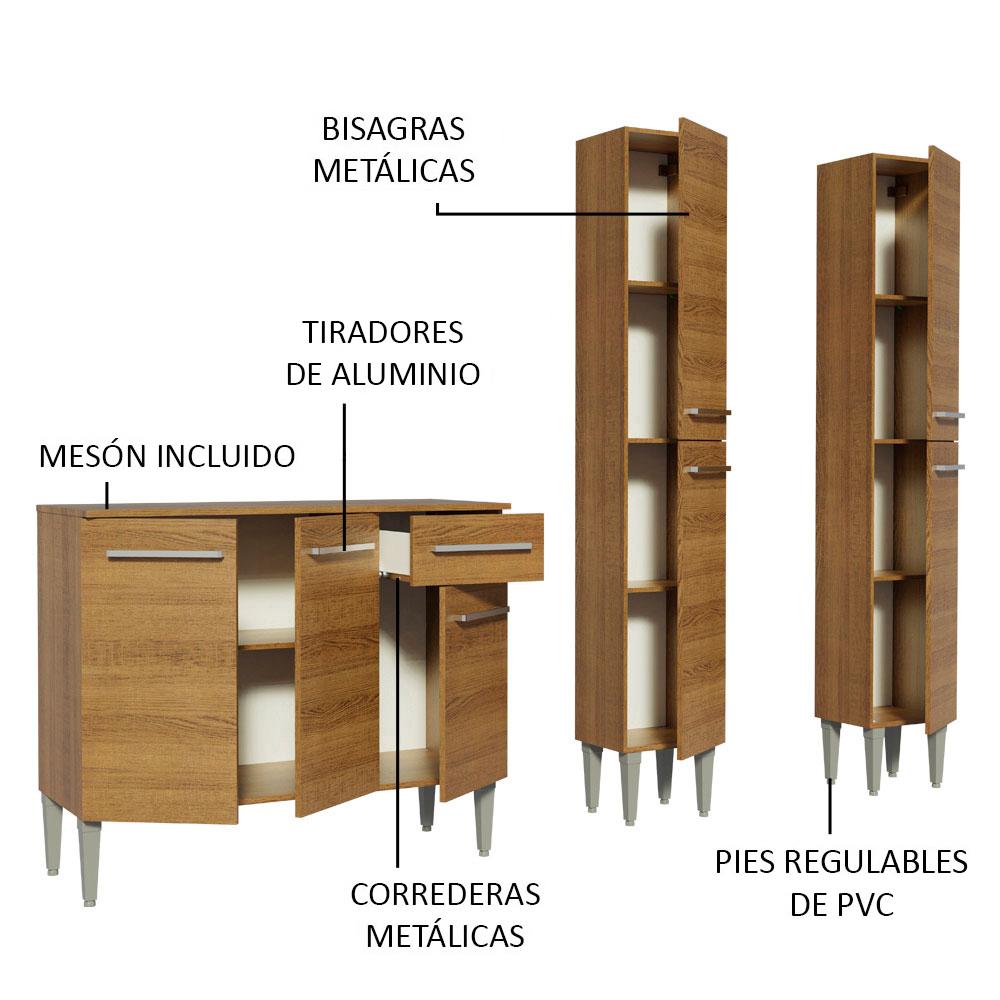 Foto 7 pulgar | Mueble Cocina Compacta Madesa GREM1690025Z color Marrón 3 Piezas