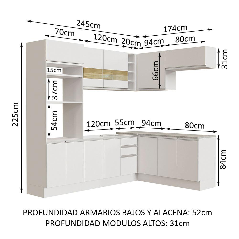 Foto 3 | Armario Esquinero Madesa GCGL41900109 color Blanco 9 Piezas