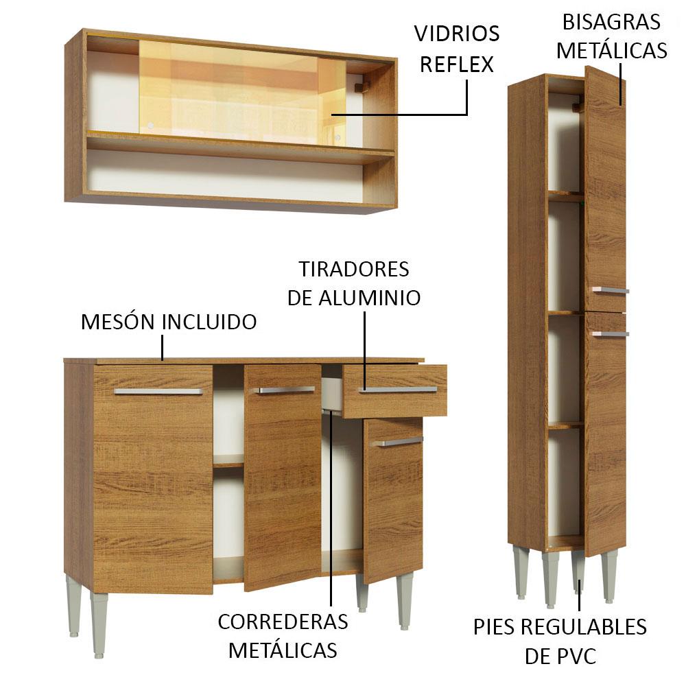 Foto 7 | Armario de Cocina Compacto 137 cm Emilly Art Madesa 04 color Marrón