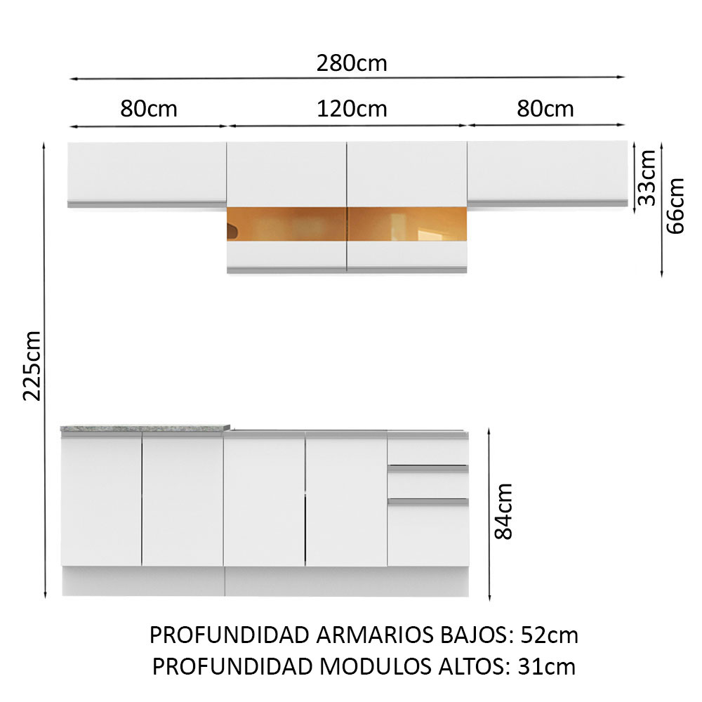 Foto 9 pulgar | Cocina Integral Madesa Mariana 280 cm - Blanco 02