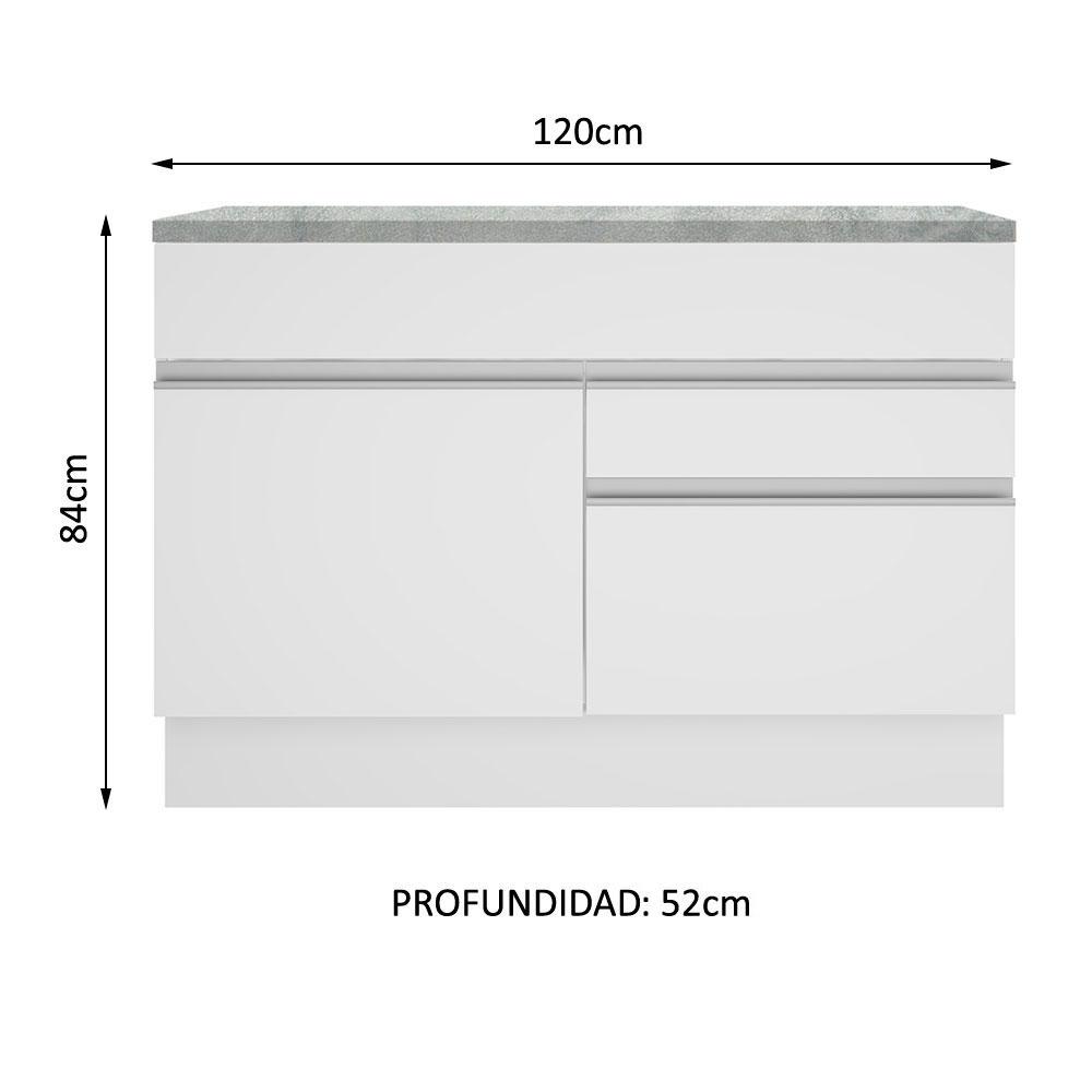 Foto 4 pulgar | Mueble para Fregadero Madesa Glamy 120 Cm 1 Puerta Y 2 Cajones con Encimera Blanco