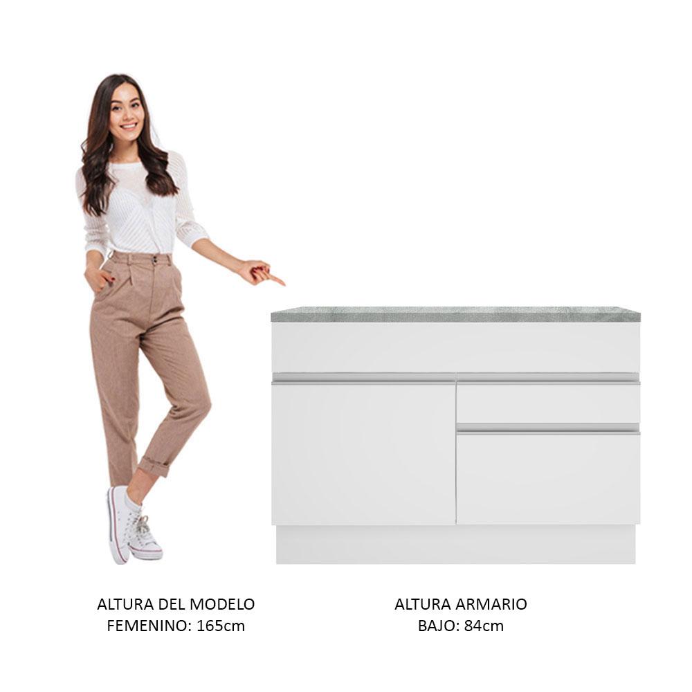 Foto 5 pulgar | Mueble para Fregadero Madesa Glamy 120 Cm 1 Puerta Y 2 Cajones con Encimera Blanco