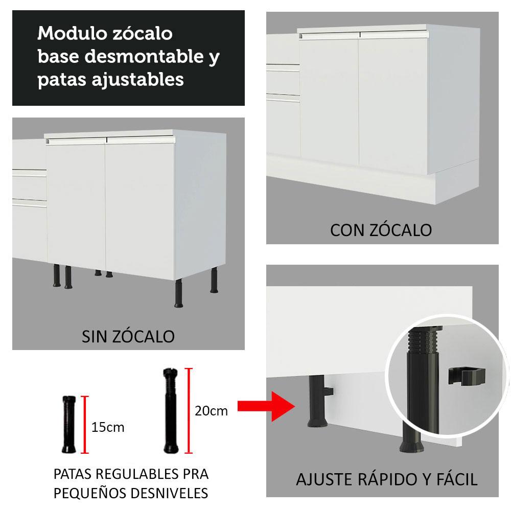 Foto 9 pulgar | Mueble para Fregadero Madesa Glamy 120 Cm 1 Puerta Y 2 Cajones con Encimera Blanco