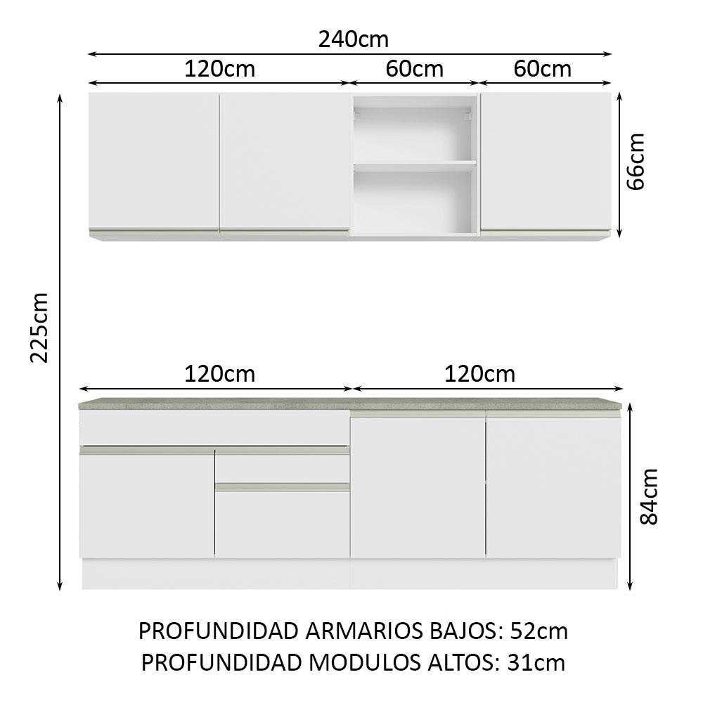 Foto 4 pulgar | Cocina Integral Completa Madesa Glamy 06 Blanco 240 cm