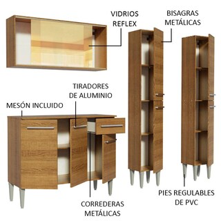 Foto 4 | Armario Cocina Completo 169 cm Emilly Voice Madesa 06 color Marrón