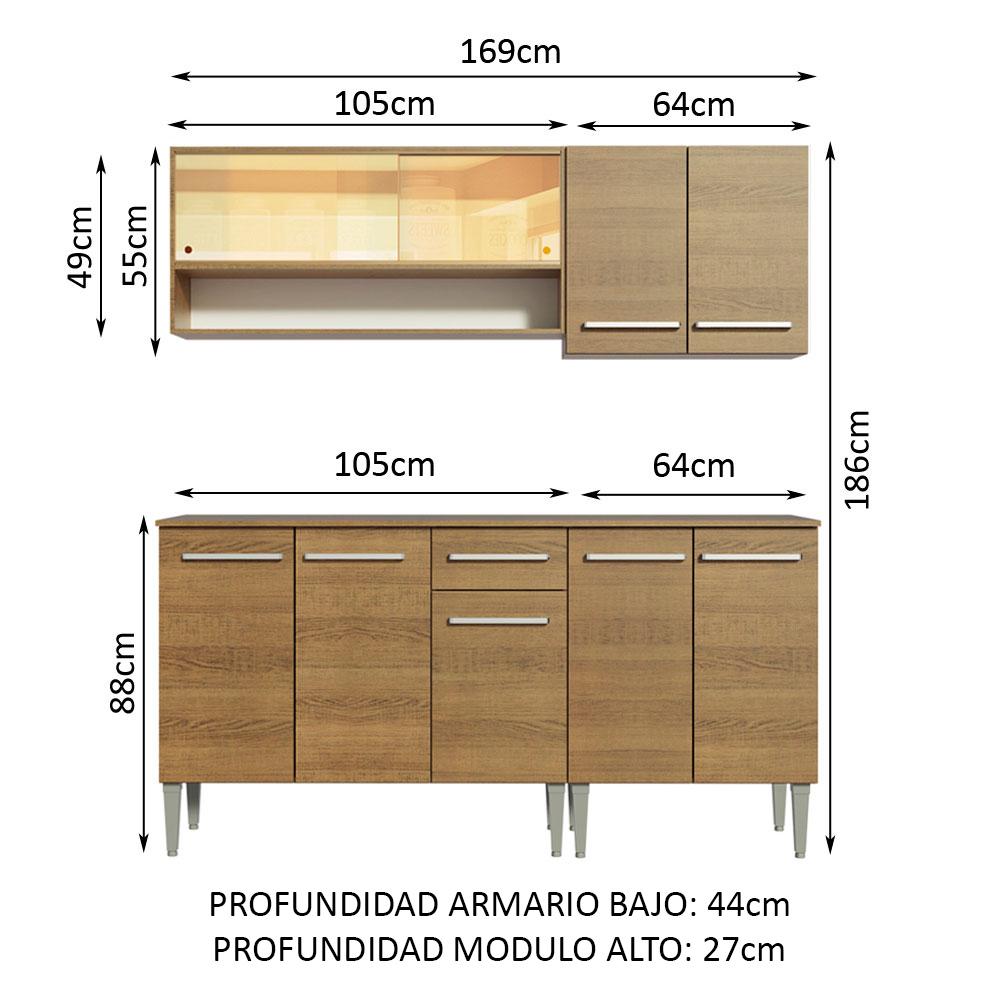 Foto 4 pulgar | Cocina Integral Completa Madesa Emilly Dance 07 Marrón 169 cm